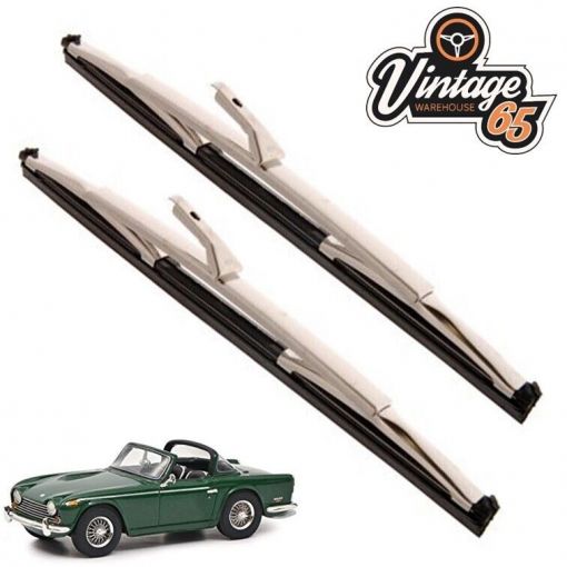Triumph TR4 4A 5 10"" Wiper Blades Stainless Steel Pair 5mm Push Fit GWB219
