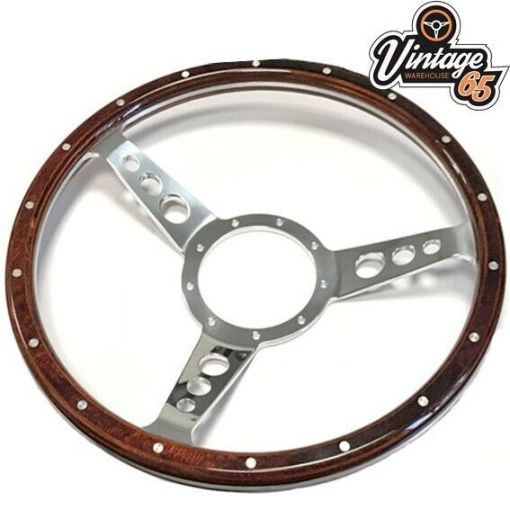 Volkswagen Beetle 15"" Dark Wood Rim Steering Wheel Fitting Boss Kit & Horn