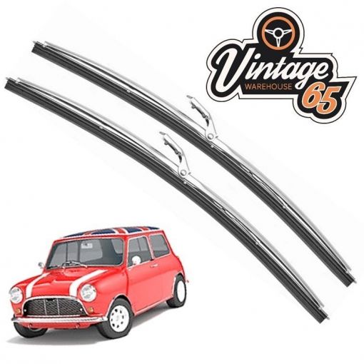 NEW 10"" Stainless Steel 5mm Wiper Blades Classic Mini