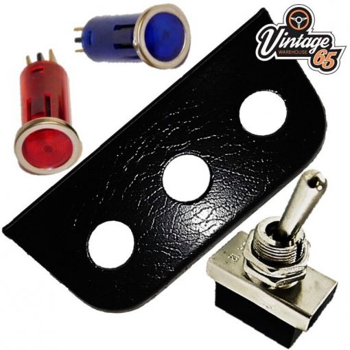 Classic Kit Car Chrome Bezel Warning Lights On Off Flick Switch Mounting Panel