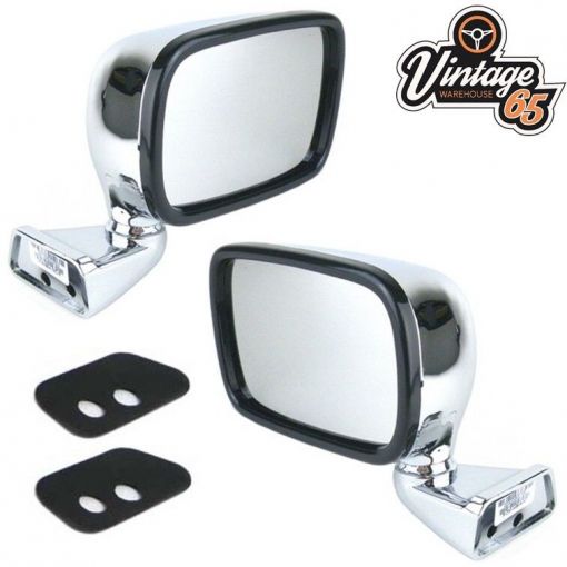 Classic Austin Mini Original Style Custom Fit Chrome Door Mirrors Pair LH RH