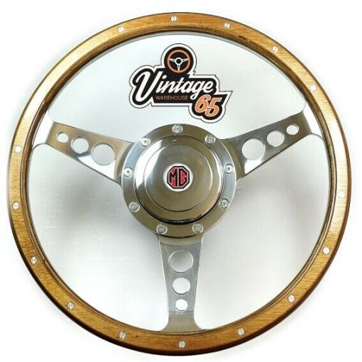 Classic MG MGB GT Midget 13"" Riveted Light Wood Steering Wheel & Boss Kit