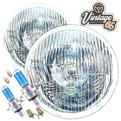 Classic 7"" Xenon Halogen Sealed Beam Conversion Headlights MG, Mini,Triumph Pair