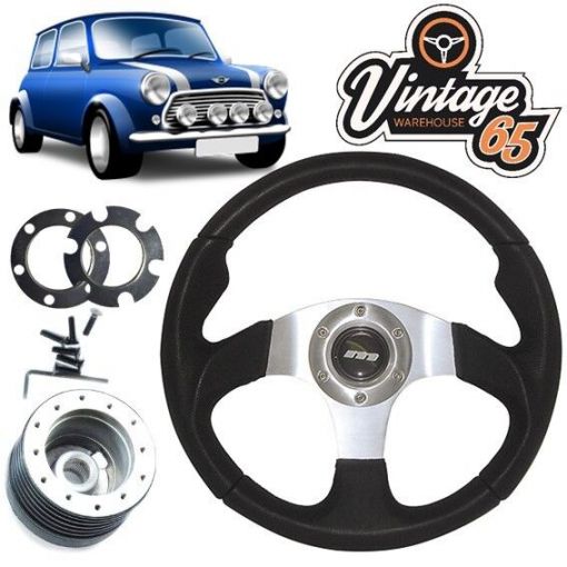 Austin Rover Mini 1978>2000 Alloy Motorsport Style Steering Wheel Boss Kit Horn