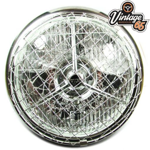 PAIR OF STAINLESS STEEL STONE GUARDS CLASSIC CAR 7"" HEADLIGHT LAMP MINI