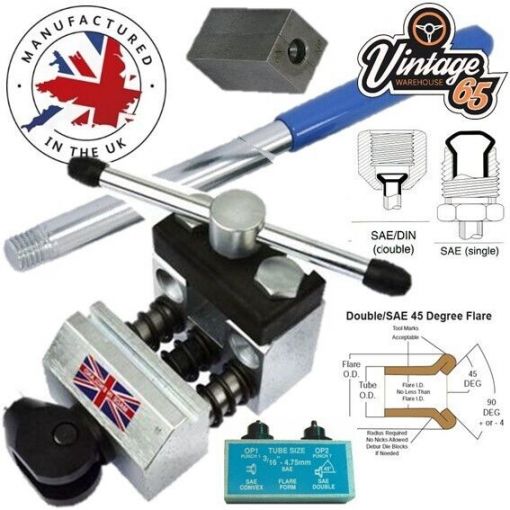 Brake Pipe Flaring Tool 3/16"" SAE Single Male Female Double Flare Made In The UK