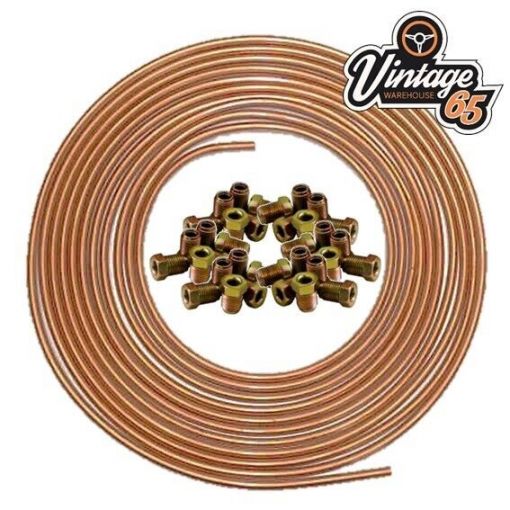 Copper Brake Pipe & 10mm Male Unions Connectors 3/16"" Fits Audi 80,90,100,A3,A4