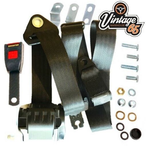 Mazda Mx5 Mk1 Eunos Miata Front Automatic Inertia 3 Point Seat Belt Kit Black