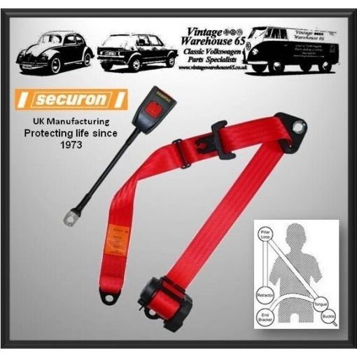 Porsche 365 Coupe Front Automatic Seatbelt Kit Red