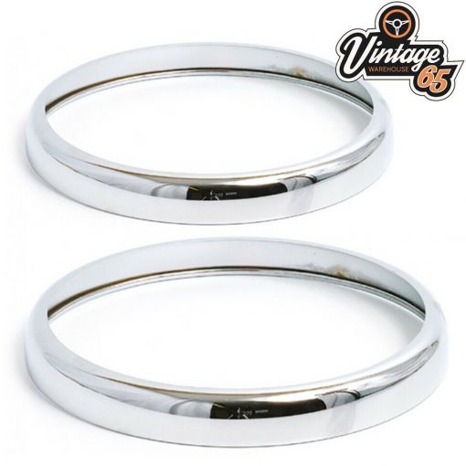 MGB MGC Headlight Trim Bezel Pair 8"" Clip On Chrome 57H5296