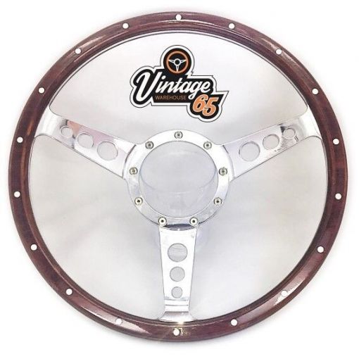 Classic Car Van Truck 14"" Semi Dished Riveted Wood Rim Steering Wheel & Fittings