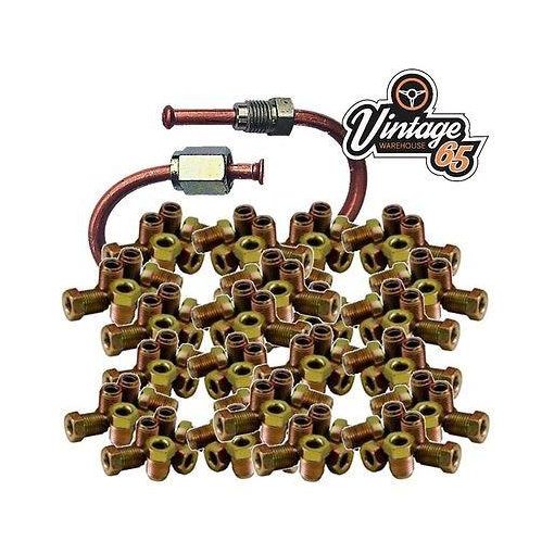 100 X MALE BRAKE FITTINGS NUTS 10mm X 1 3/16 FEMALE UNIONS PIPE COPPER