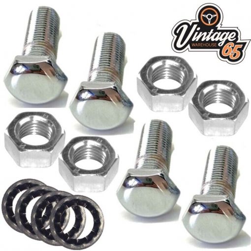 Chrome Seat Belt Bolt Classic Car 4 x 38mm 8.8 Grade 7/16 UNF Nuts Grip Washers