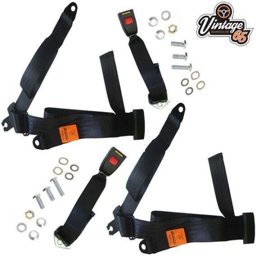 Vintage Warehouse 65 Front 3 Point Non-Inertia Static Seat Belt Kit Pair
