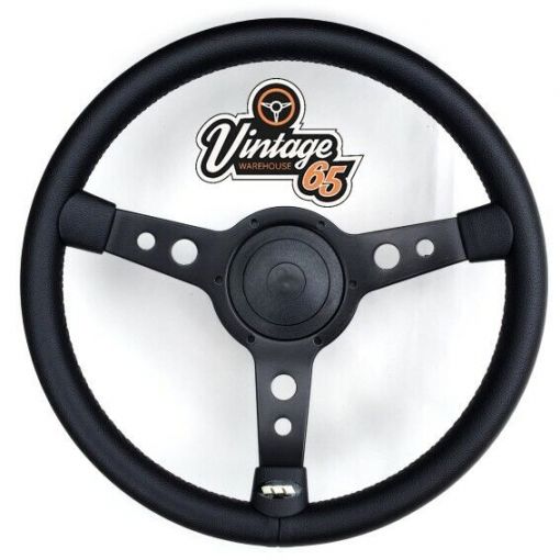 Retro Classic 15"" Satin Black Vinyl Semi Dished Steering Wheel Boss Fitting Kit