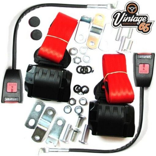 Vw Transporter T4 LT28 Front Pair Fully Automatic Inertia Red Seat Belt Kits