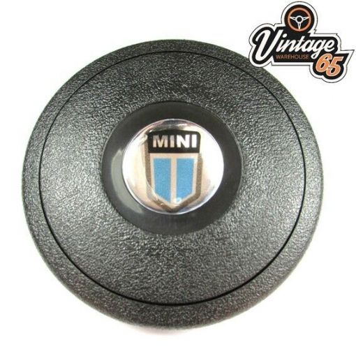 Classic Car Mini Wrinkle Finish Woodrim Steering Wheel Boss Horn Push Center