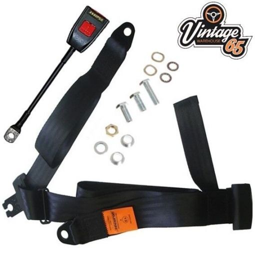 Volkswagen Beetle 181 Kubelwagen  Front Static 3 Point Seat Lap Belt Kit Black