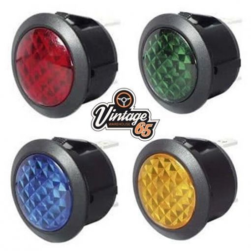 LED Warning Lights 12v 24v Suits 20mm Round Hole 4 Colours Red Amber Blue Green