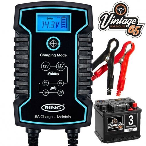 Classic Car Fully Automatic Intelligent 6A 6/12v Digital Battery Trickle Charger