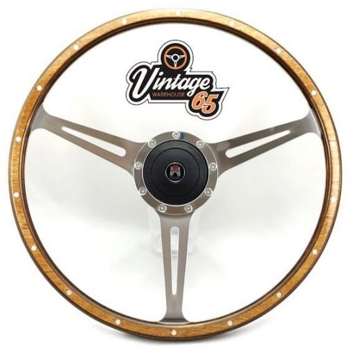 Vw Transporter T2 Bay Window 17"" Polished Wood Rim Steering Wheel & Boss Upgrade