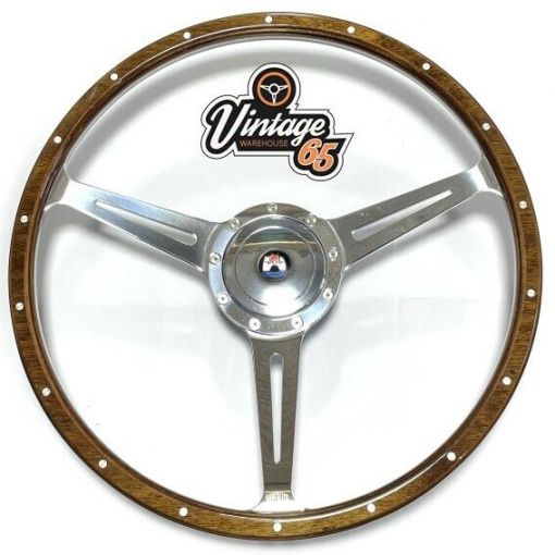 Vw Transporter Wood Rim Dished Steering Wheel & Boss Kit T2 Bay 17"" Riveted Dark