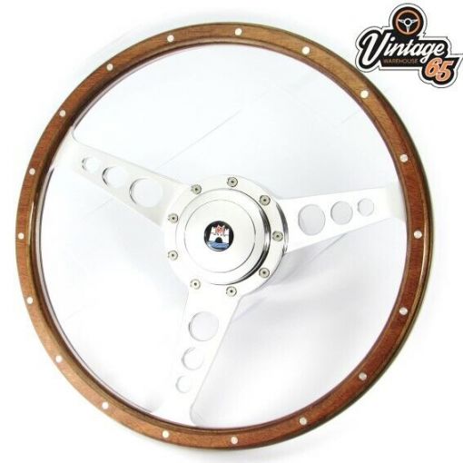 Vw Beetle T1 Kafer 74>79 14"" Light Wood Rim Steering Wheel Alloy Boss Kit & Horn