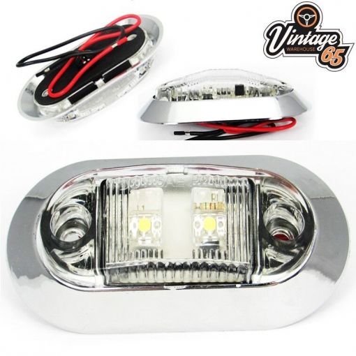 Classic Car Boat Camper 12/24v White LED Retro Chrome Courtesy Interior Light