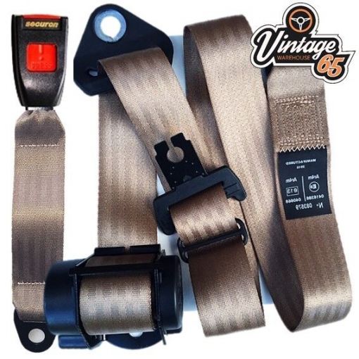 Vw Transporter Camper T3 3 Point Rear Automatic Inertia Seat Lap Belt Kit Brown