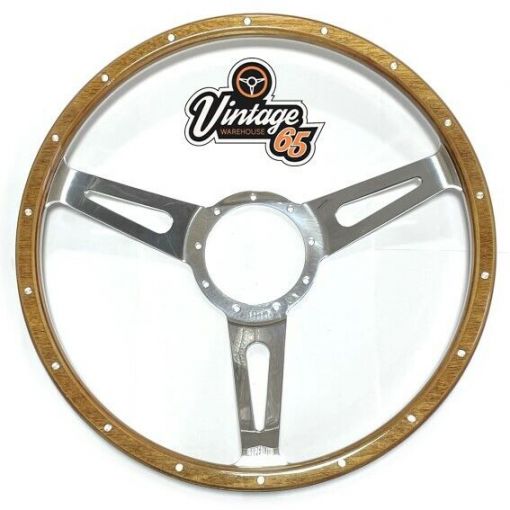 Classic Car 16"" Semi Dished Riveted Light Wood Steering Wheel & Fitting Ring Kit