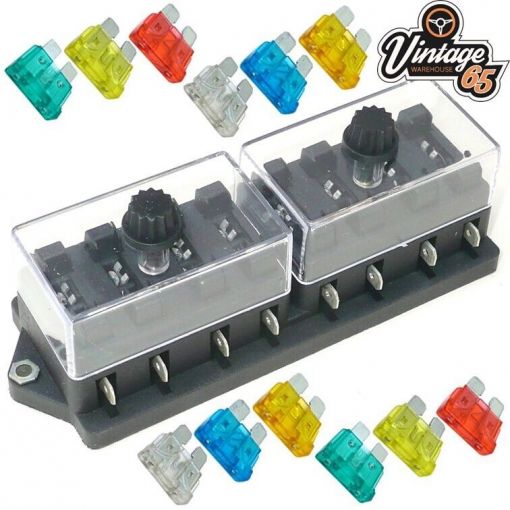 Vintage & Classic Car Universal 8 Gang Way Blade Fuse Box Fuse Holder Upgrade