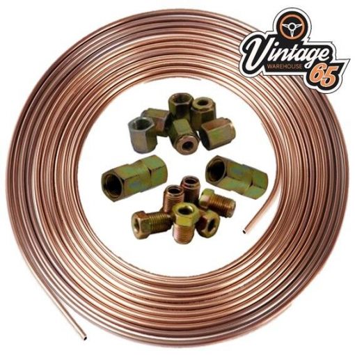 Copper Nickel Kunifer Brake Pipe Line 25ft 3/16" Metric Male Female Joiners Ends