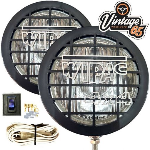 Wipac 6"" Driving Lamps 100watt 4X4 Off-Road Stainless Steel, Grilles, Wiring Kit