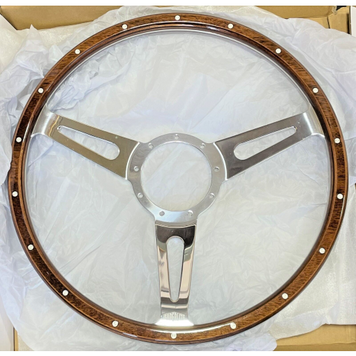 Wood Rim Steering Wheel & 9 Hole Fitting Ring 16"" Oak Riveted Classic Car