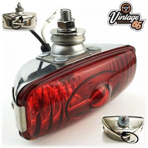 12V Polished Stainless Steel Chrome Rear Foglight Fog Lamp Classic Car etc