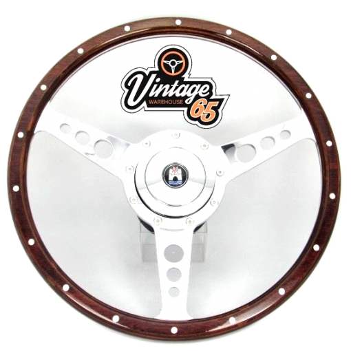 Vw Beetle T1 Kafer 15"" Wood Rim Steering Wheel & Fitting Boss Badged Horn
