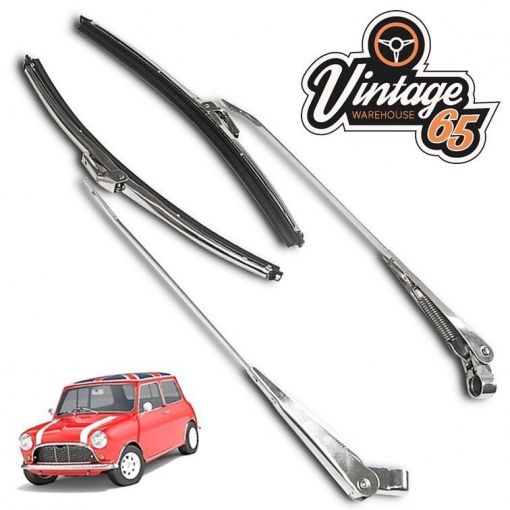 Classic Mini Cooper Mayfair City Moke Stainless Steel Wiper Arms Blades Pair RHP