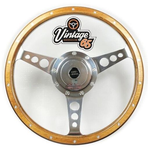 Classic Car 14"" Riveted Light Wood Rim Steering Wheel With Boss Kit Chrome Horn