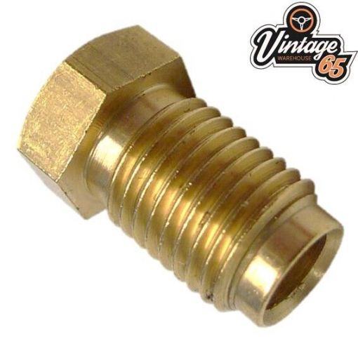 Classic Car Brass Brake Pipe Fitting Union 7/16"" UNF x 20Tpi Male For 1/4"" Pipe