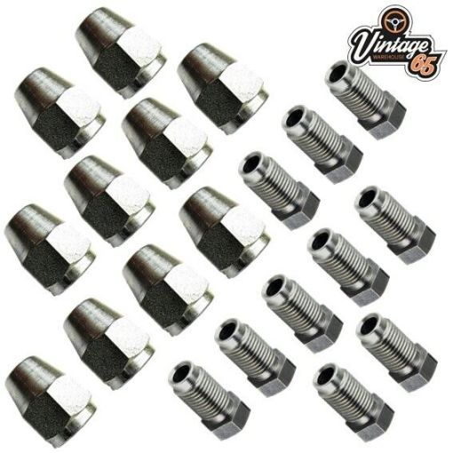 Brake Pipe Connectors 3/8"" UNF x 24tpi Male & Female 3/16"" Pipe for Classic Ford