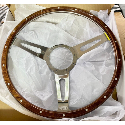 Rover P6 Wood Rim Steering Wheel 16"" Boss Kit Polished Alloy Horn Classic Car