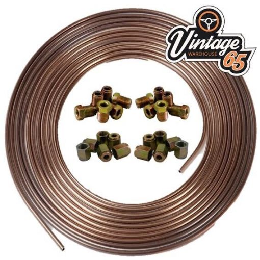 Copper Nickel, Kunifer Brake Pipe 25ft Roll, 3/16", 24 Metric Male Female Ends