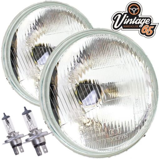 7 INCH ROUND FLAT HEADLIGHT HALOGEN CONVERSION KIT WITH H4 BULB NON PILOT