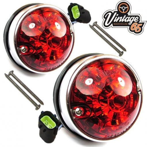 Stop & Tail Lights Red LED Stainless Steel Bezel Pair Genuine Wipac UK S6062LED