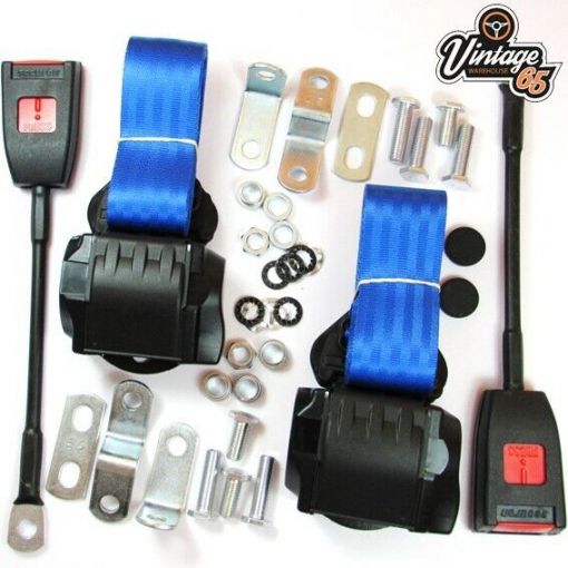 Classic BMW Front Pair Fully Automatic Inertia Blue Seat Belt Kit E Approved
