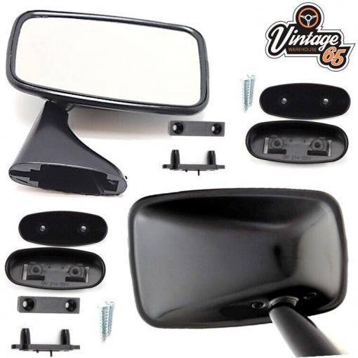 Classic Car Door Mirrors LH RH S/Black Tex Style For MG MGB Triumph Ford Mini