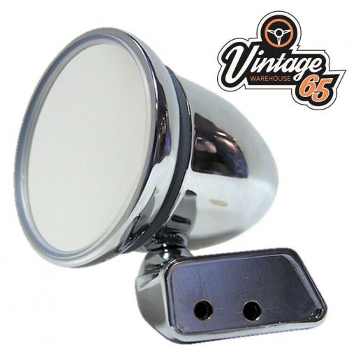 Classic Austin Mini Retro Bullet Domed Custom Fit Chrome Door Mirror Pair LH