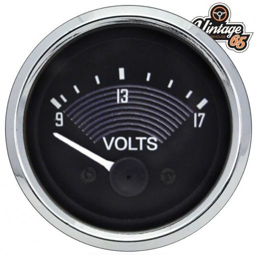 VW Beetle T1 T2 Classic OE Style Retro Black Dial Voltage Gauge Smiths 52mm 12v