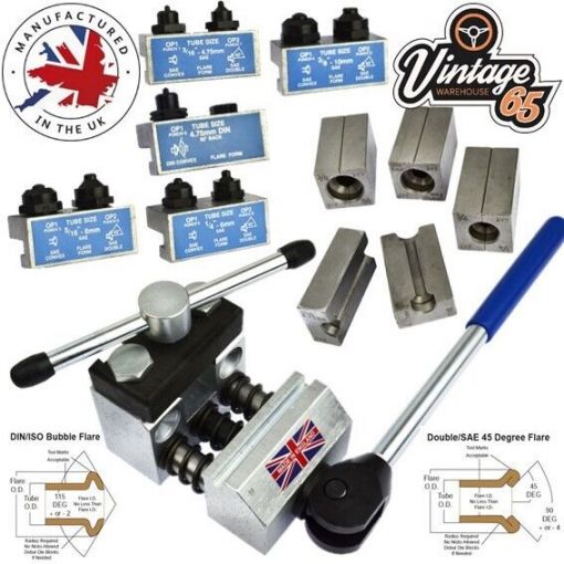 Brake Pipe Flaring Kit 3/16"" DIN SAE Pro Bench Vice Mount Made In The UK