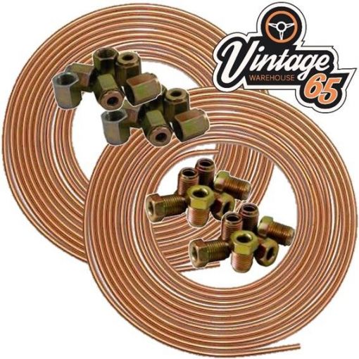  COPPER BRAKE PIPE SEAMLESS 2 ROLLS 25FT 3/16 4.76MM 10 EACH NUTS FEMALE & MALE